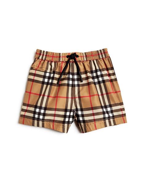 burberry boys checkered swim trunks.